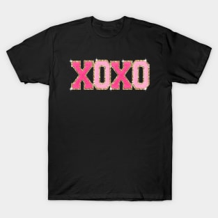 Chenille Patch Sparkling XOXO Valentine Day Heart Love Gift T-Shirt